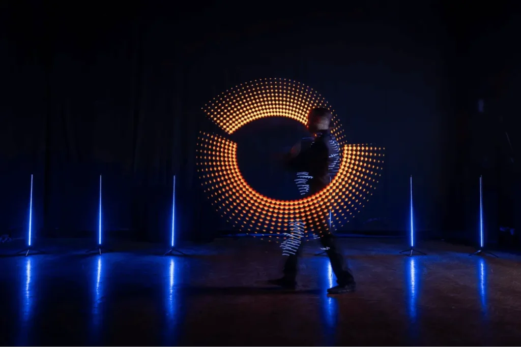 LED light show performer on stage